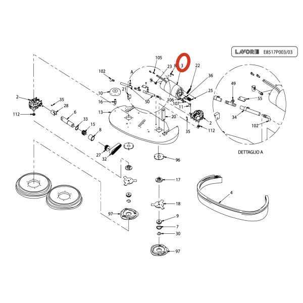 Мотор привода щетки 24V 1000W Lavor Pro SCL MIDI-R 75BT