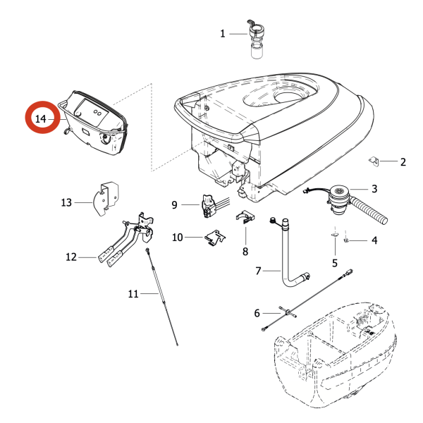 Рычаги подъема сквиджа и щетки Lavor Pro Free Evo 50 B