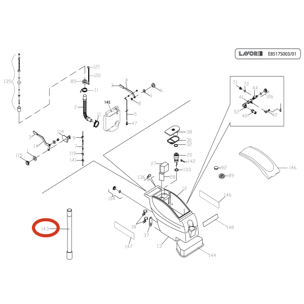 Шланг всасывающий 1300мм Lavor Pro SCL MIDI-R 75BT Шланг всасывающий 1300мм Lavor Pro SCL MIDI-R 75BT