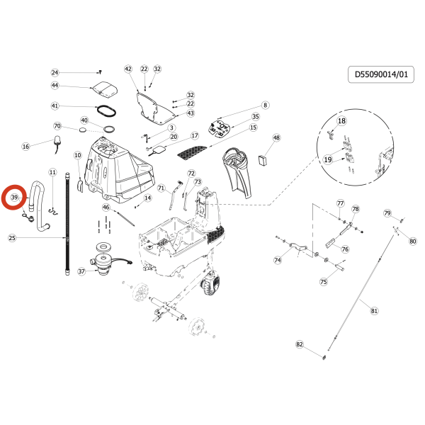 Шланг сливной 130см Lavor Pro Comfort XS 75/85 Essential