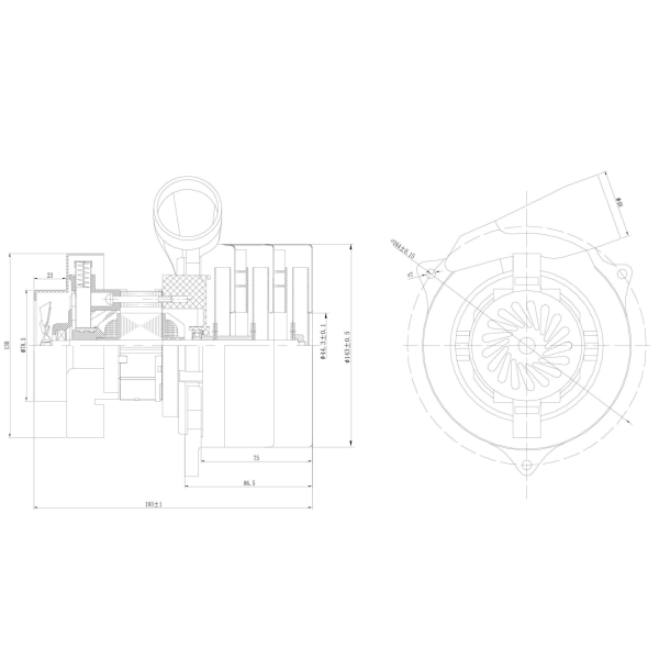  Вакуумный мотор 24В 550Вт трехстадийный Метлана