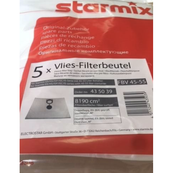 Флисовый мешок пылесборник для строительного пылесоса Starmix FBV 45/78 (4 шт) Флисовый мешок пылесборник для строительного пылесоса Starmix FBV 45/78 (4 шт)