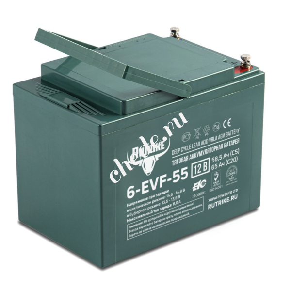 Аккумулятор тяговый Rutrike 6-EVF-55 (12V55A/H C3)