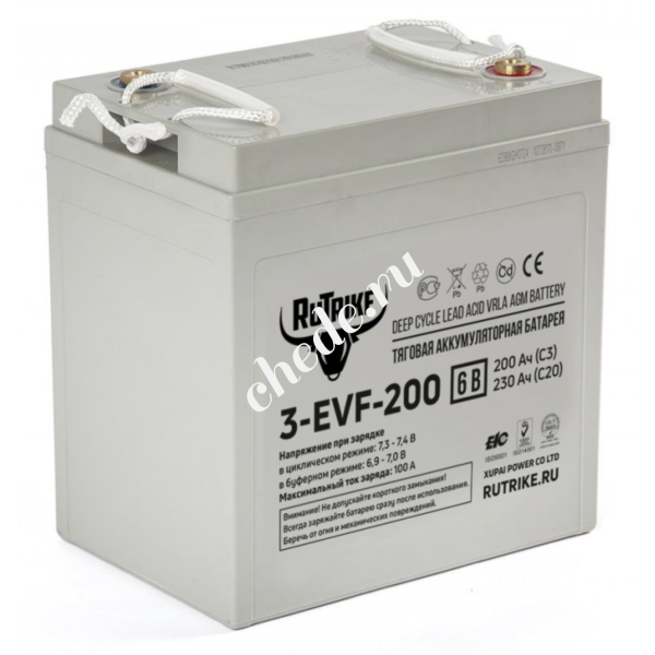 Аккумулятор тяговый Rutrike 3-EVF-200 (6V200A/H C3)