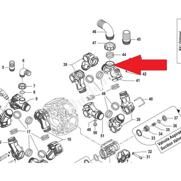Всасывающий корпус насоса BPS300 (замена арт.3212004600B)