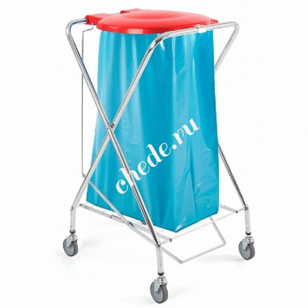 Тележка хромированная Filmop с держателем для мусорного мешка