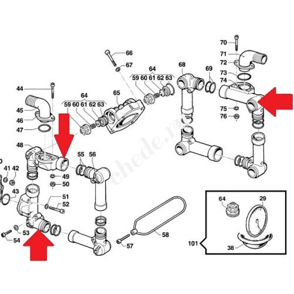 Всасывающий корпус насоса BP151 - BP71 (1х3)
