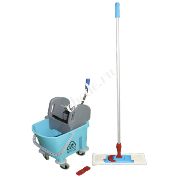 Комплект для влажной уборки (ведро 23л + швабра с хлопковым мопом 140*40 + скребок пластиковый) K002