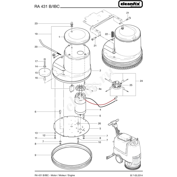 Мотор привода щетки RA 431 B