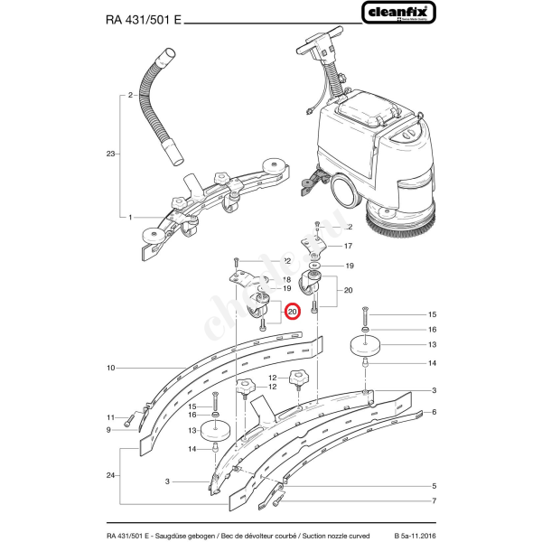 Ролик для параболической балки Cleanfix RA501