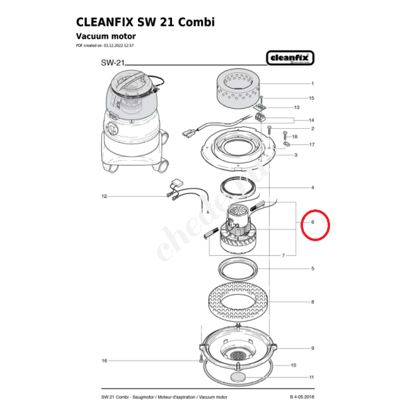 Вакуумный мотор для Cleanfix SW 20/21/25